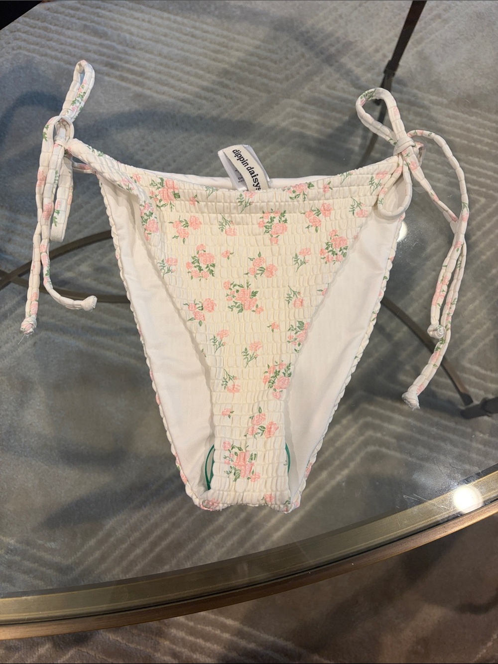 Dippin Daisys M Smocked Floral Tie-Side Bikini Bottoms